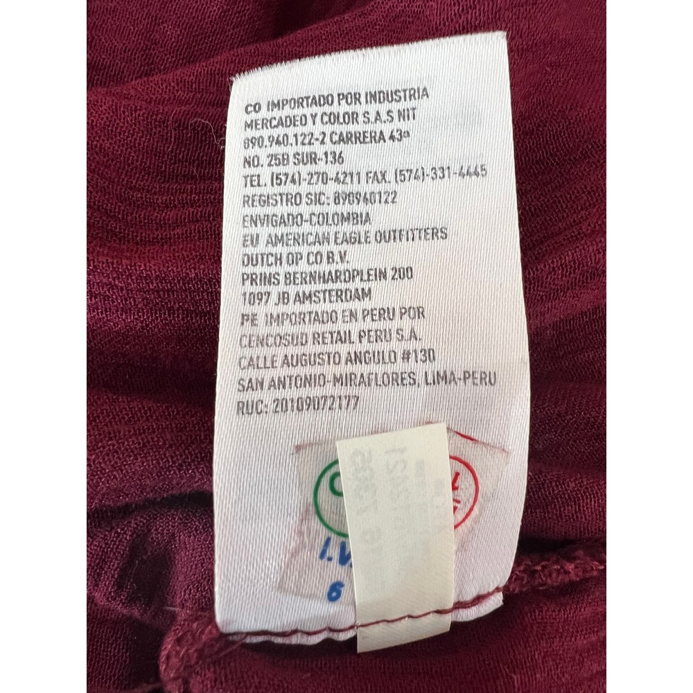 American Eagle Outfitters Burgandy Long Sleeves Tunic Lace Button Up Top Size L - Picture 9 of 10